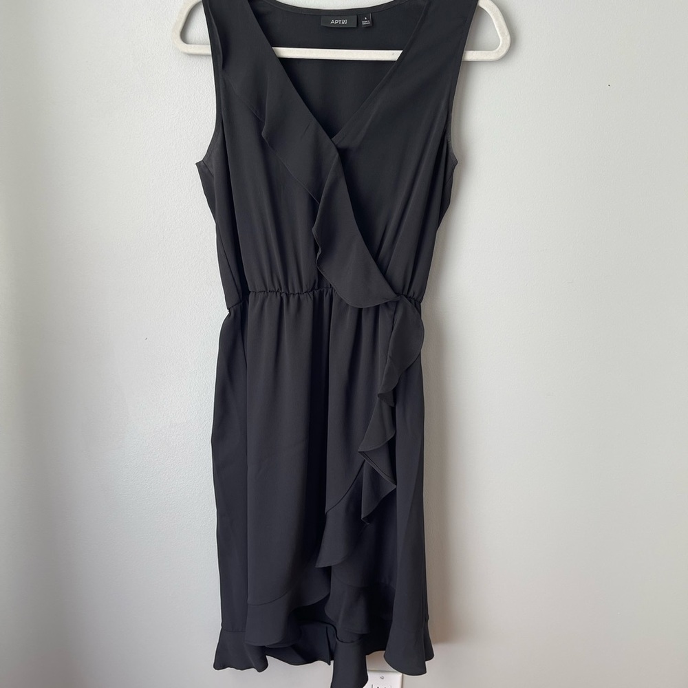 A New Day Black Asymmetrical Wrap Dress
